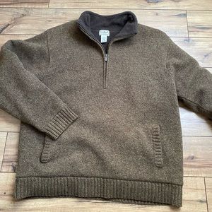 L.L.Bean Lambs Wool Quarterzip Sweater